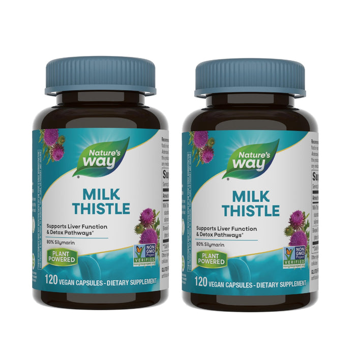 Nature's Way Milk Thistle Premium Blend 80% Silymarin per serving Non-GMO 120 Capsules