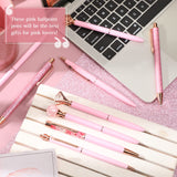 Janmini 9 Pcs Ballpoint Pens Set Metal Crystal Diamond Pen Glitter Pen for Journaling Black Ink Pretty Cute Pens Fancy Pens Gifts for Women Girls Christmas Birthday School Office Desk(Pink)