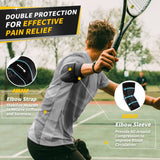 CAMBIVO Elbow Brace Set, 2Pcs Elbow Sleeves & 1Pcs Tennis Elbow Brace for Women and Men, Adjustable Elbow Strap for Tennis & Golfer's Elbow, Pain Relief, Arthritis, Workout, Weightlifting, Daily Use