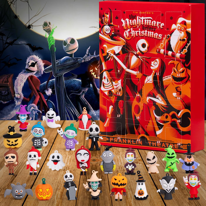 Halloween Advent Calendar 2024,Halloween Countdown Advent Calendar,with 24 Classic Collectible Figures,Nightmare Before Christmas Advent Calendar Gifts kids Boys Teen Adults