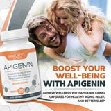 Bravado Labs Premium Apigenin Supplement - Pure, Concentrated Apigenin for Improved Sleep, Mood - Powerful Antioxidant Apigenin Pills for Prostate, Healthy Aging Support - 120 ct