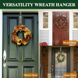 ZMCINER Wreath Hanger for Front Door, Adjustable Wreath Hanger from 15 to 25 Inches Wreath Hanger, 20 lbs Larger Door Upgrade Wreath Hanger Christmas Fall Wreaths Decorations Hook (Nickel)