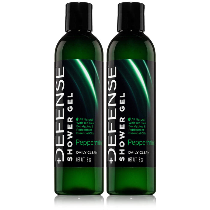 Defense Soap Organic Peppermint Body Wash – Natural Mint Shower Gel with Tea Tree & Eucalyptus Oils, 8oz