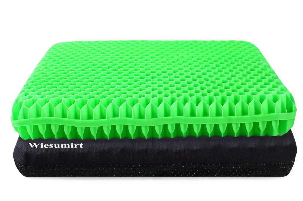 Plus Size Gel Seat Cushion for Long Sitting, Extra Large and Thick Seat Cushion, Back, Hip, Sciatica, Tailbone Pain Relief Cushion for Office Chairs, Wheelchairs, Cars, Stadium. (Grass Green)