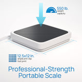 Medical Grade Floor Scale - Portable - Easy to Read Digital Display - Heavy Duty - Home, Hospital & Physician Use - Pound & Kilogram Settings - 12" x 12.5" Platform - 550 lb Limit by Patient Aid