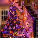 JMEXSUSS 168ft 600 LED Halloween String Lights Outdoor, Orange and Purple Halloween Lights Clear Wire, 8 Modes Waterproof Christmas Twinkle String Lights Plug in for Tree Halloween Decorations