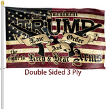 Trump 2024 Flag Double Sided 3x5 Outdoor 2nd Amendment Flag Heavy Duty 3 Ply Polyester Trump Law & Order 2nd Amendment Guns American Flag with Brass Grommets Vibrant Color and UV Fade Resistant