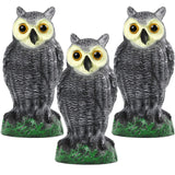 Galashield Owl Decoy | Plastic Owls to Scare Birds Away | Owl Statue for Garden & Outdoors - Pack of 3