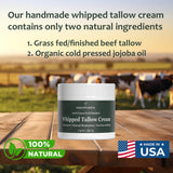 Innophera Whipped Beef Tallow Cream for Skin Care ‒ Grass Fed & Grass Finished ‒ 100% Natural Moisturizer for Sensitive Skin ‒ Handmade Face & Body Lotion ‒ Unscented & Odorless ‒ 1.4 oz.