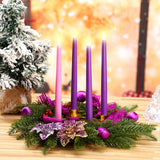 Lyrow 5 Pcs Christmas Ribbon Advent Wreath Set, 15.7 Inches Traditional Purple Ribbon Christmas Advent Wreath with 4 Pcs Xmas Candles Decorations for Advent Calendar Season Candle Holder Centerpiece