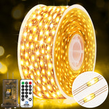 KNONEW 200FT 600 LED Outdoor Fairy Lights Plug in, Christmas Fairy Lights Outdoor Waterproof 8 Modes Memory Times for Wedding Bedroom Walls Garden Trees Decoration(Warm White)