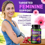 Probiotics for Women - 60 Billion CFUs, 16 Strains, with Cranberry, D-Mannose & Prebiotics - Supports Digestive, Immune, & Vaginal Health - Non-GMO, Dairy & Gluten-Free - 120 Veggie Capsules