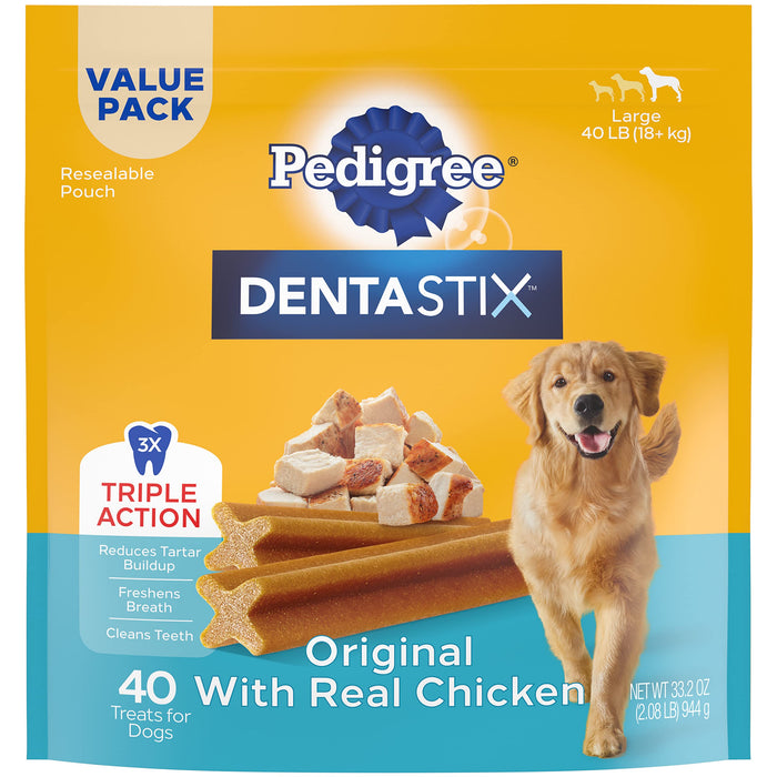 PEDIGREE DENTASTIX Large Dog Dental Treats Original Flavor Dental Bones, 2.08 lb. Value Pack (40 Treats)