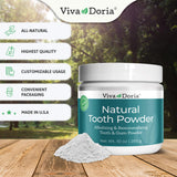 Viva Doria Natural Tooth Powder | Remineralizing Tooth Powder | Natural Teeth Whitening Powder | Toothpaste Power | Breath Freshener | Refreshing Mint Flavor | 10 Oz