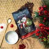 Bones Coffee Company Santa Jack Ground Coffee Beans Cranberry Creme Brulee, Low Acid Coffee Made with Arabica Coffee Beans, Medium Roast Coffee Inspired by The Nightmare Before Christmas (12 oz)