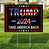 Trump Yard Signs,Donald Trump 2024 Yard Sign with H-Stakes 18" X 12" Double Sided Printing,Take America Back Trump Signs Voted for Trump Lawn Signs Decoration Outdoor Yard Lawn Garden Community Signs