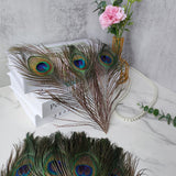 THARAHT 60pcs Peacock Feather Natural in Bulk 10-12 inch 25-30cm for Craft Vase Wedding Home Party Christmas Day Decoration Peacock Feathers