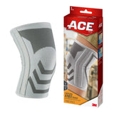 ACE Compression Knee Brace w/Side Stabilizers, Support Injured Knee With Mild Compression. Breathable Properties Let Sweat Escape, Small, White/Gray