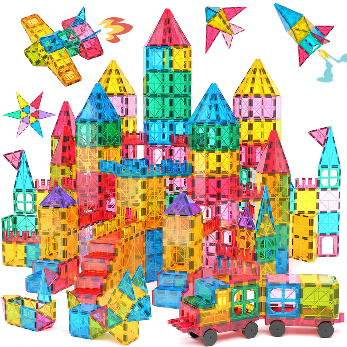 Jasonwell Magnetic Tiles Building Blocks Set for Boys Girls Preschool Educational Magnet Construction Kit Stacking STEM Toys Christmas Birthday Gifts for Kids Toddlers 3 4 5 6 7 8 9 10 + Year Old