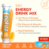 Zipfizz Daily Energy Drink Powder, Orange Cream, 20 Pack | 3-in-1 Sustained Energy, Rapid Hydration, and Essential Vitamins | Sugar-Free | Electrolyte Powder | Contains Vitamin B-12 & Antioxidants