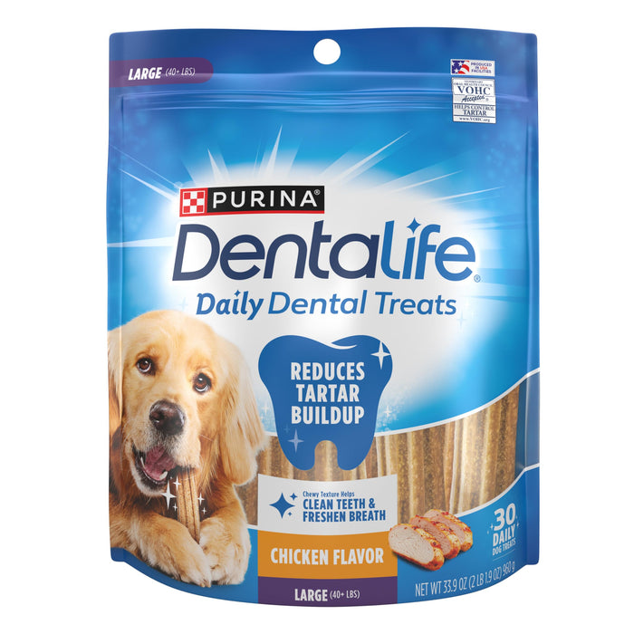 Dentalife Daily Oral Care Dog Treats for Large Dogs, Chicken, 30 ct.