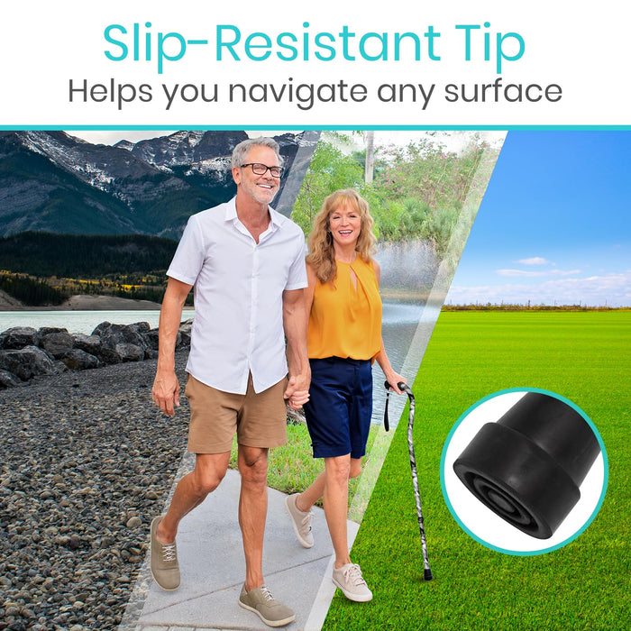 Vive Walking Cane for Women, Men, Elderly - Patented Offset Grip - Lightweight Adjustable Walking Aid with a Non-Slip Tip - Sturdy Balancing Mobility Aid for Seniors