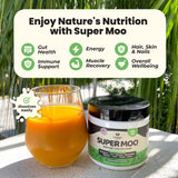 Super MOO Grass Fed Bovine Colostrum Powder for Bloating, Immune, Energy, Gut Health Hair, Skin and Nails Colostrum Supplement | Cow Colostrum for Humans | Superfood for women, men and kids 30 serving