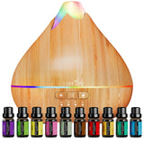 Essential Oil Diffusers for Home with Top 10 Oil Diffuser Gift Sets, 550ml Aroma Diffuser for Essential Oils Large Room, Ultrasonic Cool Mist Diffuser Auto Shut-Off 4 Timers 15 Colors (Yellow)