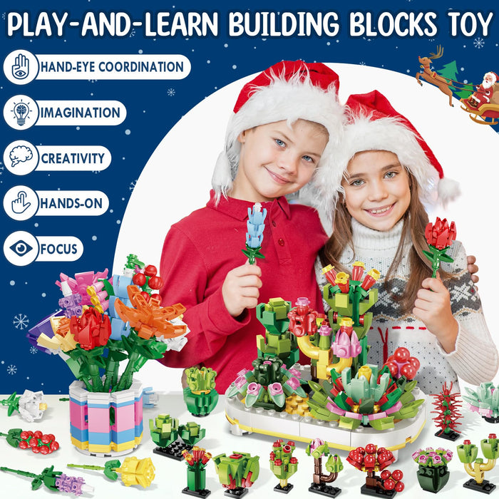 Advent Calendar 2024 for Kids Adults Teens, 24 Days STEM Sunflower Bouquet Building Blocks Christmas Countdown Calendar Gifts Box with Artificial Flowers Bricks Toy Set for Boys Girls Women Men Age 6+