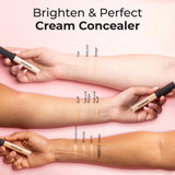 MCoBeauty Brighten & Perfect Cream Concealer, 4 Medium Buff, Brightening Coverage for Flawless Complexion, Vegan, Cruelty Free Cosmetics