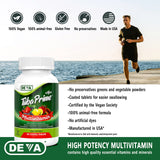 DEVA Tuba Prime Vegan Multivitamin - High-Potency Vitamin and Mineral Dietary Supplement - Antioxidants, Fruit and Vegetable Blend, Super Mushrooms, Probiotics, Prebiotics, Seeds, Herbs - 90 Tablets