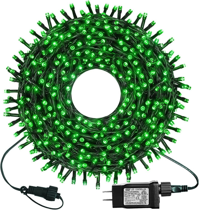 kemooie 300 LED Green String Lights, 99 FT 8 Twinkle Modes Connectable Plug in Green Wire Fairy Lights, Waterproof Christmas Lights for Party Irish St Patrick's Day Decorations (Green)