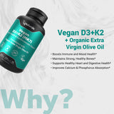 Naturalis Vegan Vitamin D3 + K2 from Algae | 5000iu Vitamin D with 120mcg MK7 Vitamin K | Vegan Society Certified, Sustainably Sourced, Better Than Animal Derived | 60 Veggie Softgels