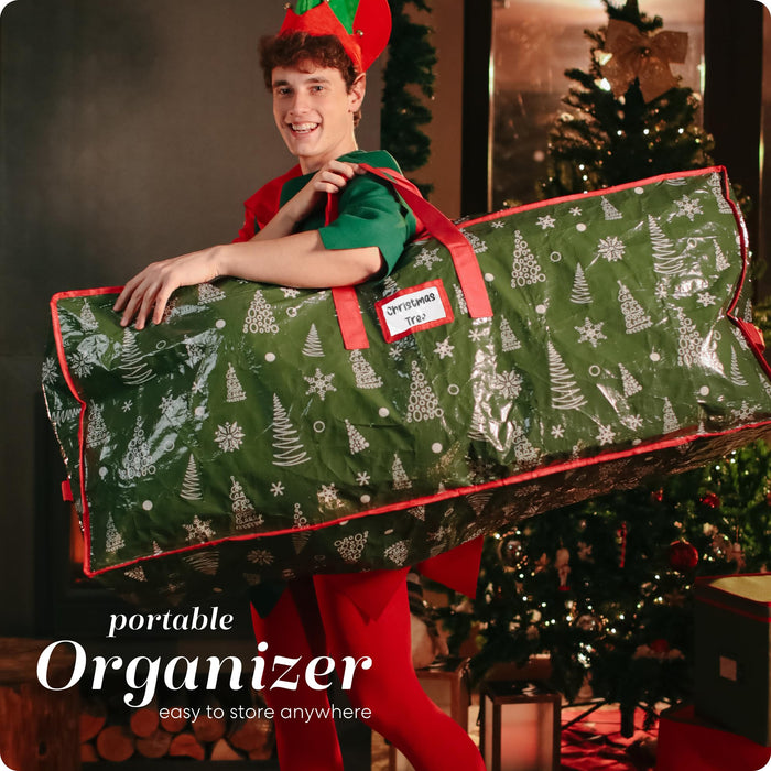 Handy Laundry Christmas Tree Storage Bag - Stores 9 Foot Artificial Xmas Holiday Tree, Zippered Bag, Durable Waterproof Material, Carry Handles. Protects Against Dust, Insects and Moisture.