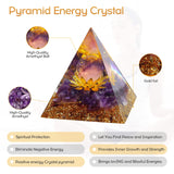 Hopeseed Orgone Crystal Pyramid for Positive Energy, Flower of Life Orgonite Amethyst Healing Crystals Pyramid for Reduce Stress Chakra Healing Meditation Attract Lucky, with 2 White Crystals Stones
