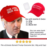 ALLAURA Blonde Donald Wig + Red MAGA Cap + Ear Patch | Donald Costume For Adults | Blonde Donald Wig Couples Halloween Costumes Compatible with Donald Hat with Hair Wig