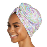 Turbie Twist Microfiber Hair Towel Wrap for Women and Men | 2 Pack | Bathroom Essential Accessories | Quick Dry Hair Turban for Drying Curly, Long & Thick Hair (Purple Paisley)