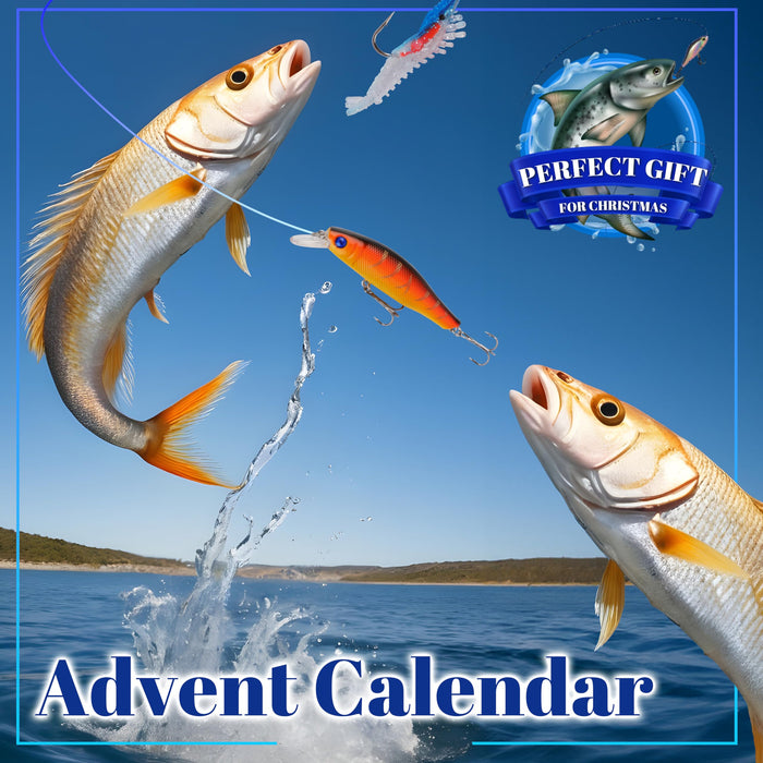 EPUMP Advent Calendar 2024 Fishing Lure for Man Adult Teen - 24 Days Christmas Countdown Fish Tackle Set - Xmas Surprise Fish Bait Gift for Father Grandpa Brother Boyfriend