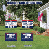 Subacy 2 PCS Trump 2024 Yard Sign 17.3 * 11.8 Inches, Double Sided Trump Yard Signs with Metal H-Stake, Take America Back Signs, Outdoor Lawn Yard Signs Decorations (Blue+White)