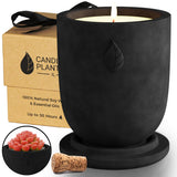 CandlePlanter Concrete Cement Candle Planter - Aromatherapy Scented Candles for Home, Soy Candles - Scented Candle & Dual Purpose Jar, Strong Scented - 8 Oz, 50 Hour Burn - Black Sandalwood