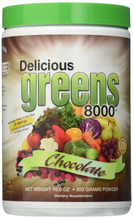 Greens World Delicious 8000 Supplement, Chocolate, 10.6 Ounce