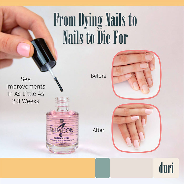 duri Rejuvacote 1 Nail Growth System - Original Maximum Strength Formula - Nail Strengthener and Nail Growth - Base and Top Coat - 0.45 fl. oz.