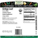Frontier Co-op Ginkgo Leaf, Cut & Sifted, Certified Organic, Kosher | 1 lb. Bulk Bag | Ginkgo biloba L.