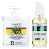 Advanced Clinicals Retinol Body Lotion + Firming Collagen Body Oil 2pc Set | Fragrance Free Retinol Face Lotion + Collagen Massage Body Oil | Retinol Cream Crepey Skin Care Treatment, 2pc Bundle