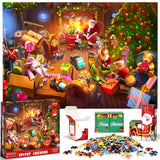 Jigsaw Puzzle Advent Calendar 2024 for Kids and Adults - 1008 Pieces Puzzle 24 Days Christmas Countdown Calendar - Family Game Christmas Gifts for Kids Adults - Christmas Toy House(27.56 x 19.68 Inch)