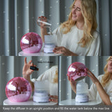 SCANDINORDICA Disco Ball Diffuser Rotating - 300 ML Essential Oil Diffuser with Whisper Quiet Operation, Night Lights, Cute Maximalist Disco Ball Decor | Aromatherapy Diffuser for Large Room Pink