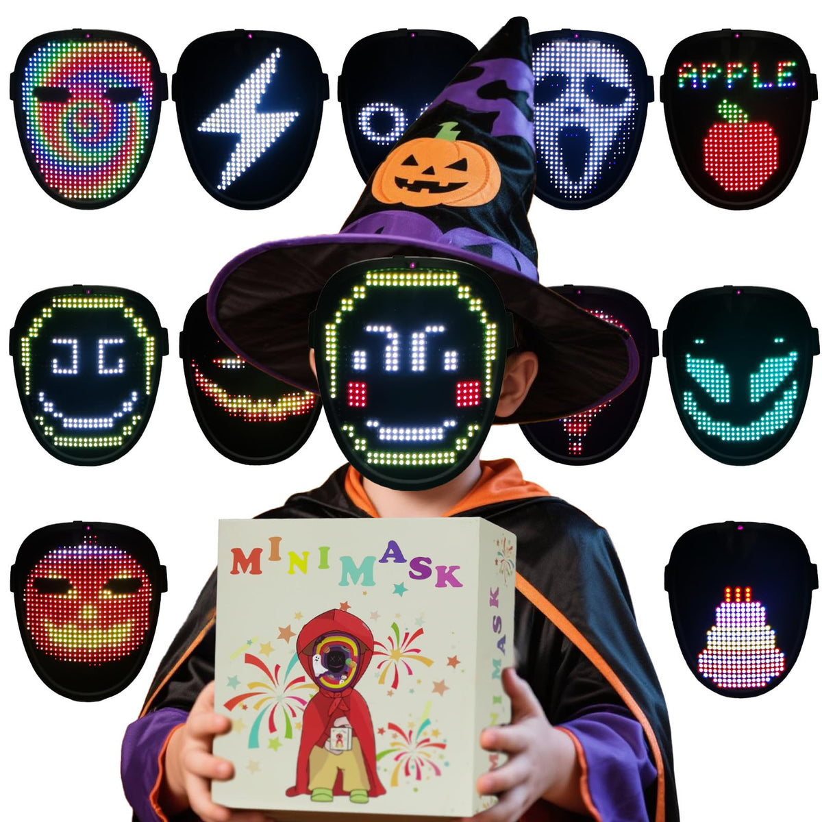 JDBMAOYE Led Mask For Kids,Lighted Up Mask - Led Masks With Gesture Se