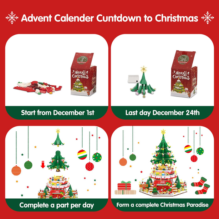 Sopu Advent Calendar 2023 Christmas Building Blocks - Christmas Paradise Building Kits，24 Parts -1814 Pieces Building Blocks for Adults and Kids Countdown to Christmas Building Blocks Gift