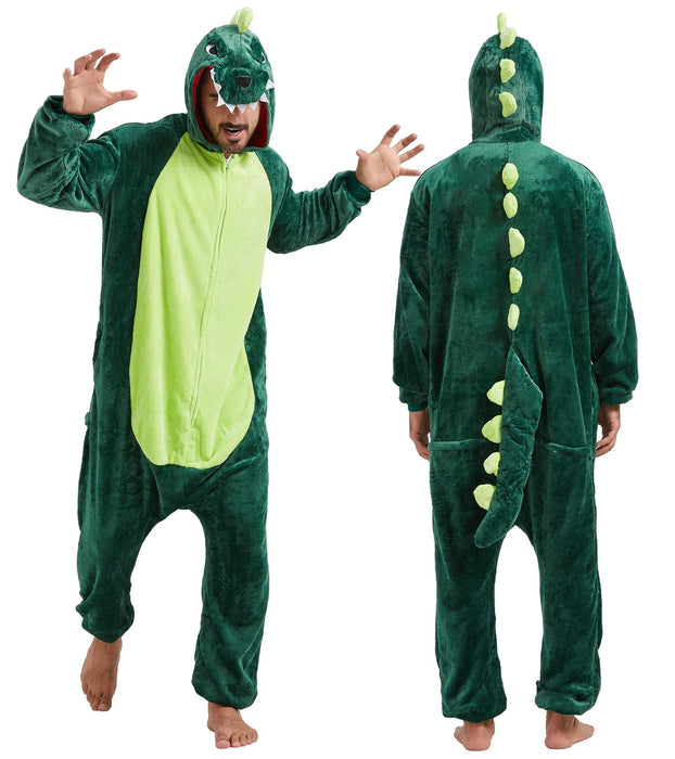 QUCH Adult Onesie Costume-Unisex Animal Onesies for Adults Hallowee Costume, Halloween Onesie Adult Onesie Pajamas for Women Dinosaur XL