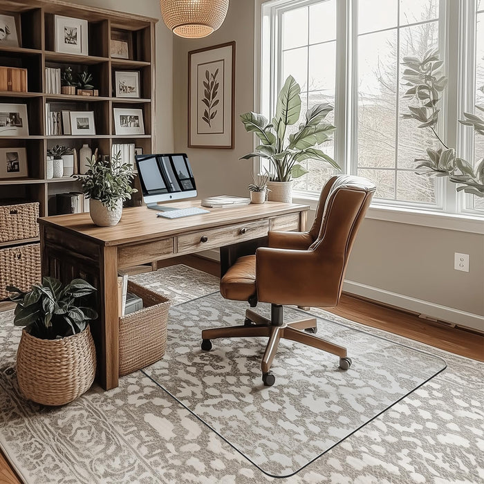 Furnbar Office Chair Mat for Carpet & Hardwood, Upgraded 29" x 42" Dual Use Tempered Glass Chair Mat for Chair and Footrest Under Desk